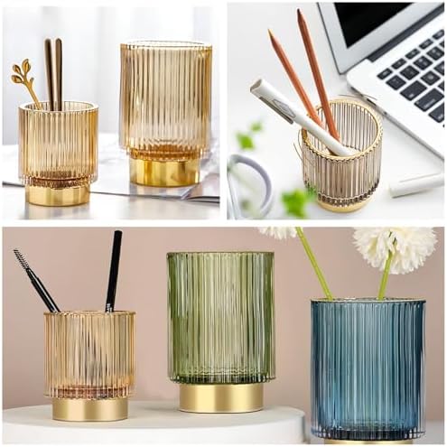 DASITON Makeup Brush holder Organizer,Crystal Cosmetic Makeup Brush Glass Brushes Storage Holder, Vintage Make Up Brush 
