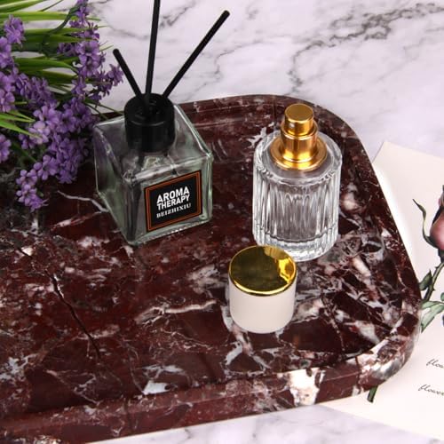Marble Bathroom Vanity Decorative Tray, Rosso Lepanto, 12 * 8 * 0.8