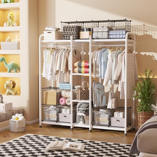 C&AHOME Wire Cube Storage,4-Cube Storage Organizer Metal, Wire Grids, Black