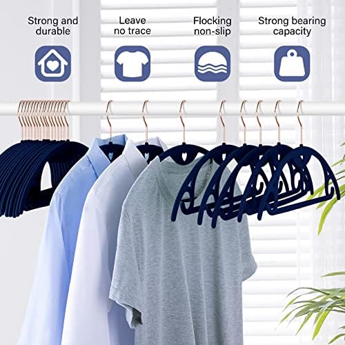 Velvet Hangers Felt Clothes Hangers 50 Pack Blue