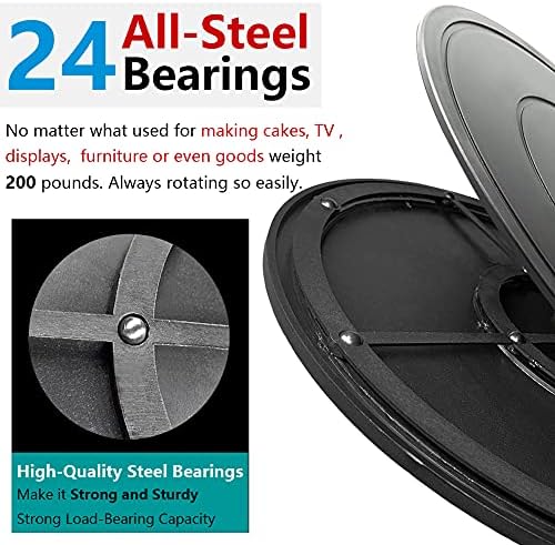 16 Inch Lazy Susan Turntable - Heavy Duty Rotating Swivel Steel Ball Bearings - Flat Base Stand for TV/Computer/Monitor/