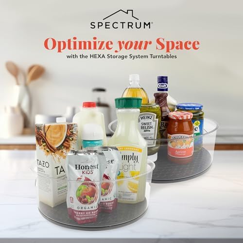 Spectrum Extra Large High Wall Turntable 12.25 in Pack of 2 Charcoal Gray XL Tall Lazy Susan Rotating Organizer for Kitc