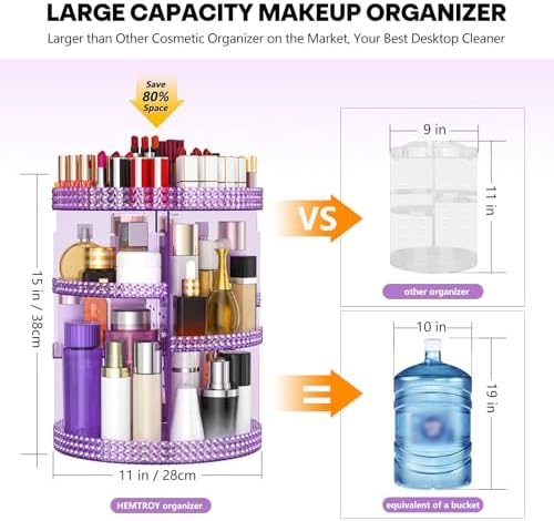 360 Degree Rotating Makeup Organizer, Extra Large Capacity Cosmetics Organizer, Removable 7 Layers Skincare Organizers, 