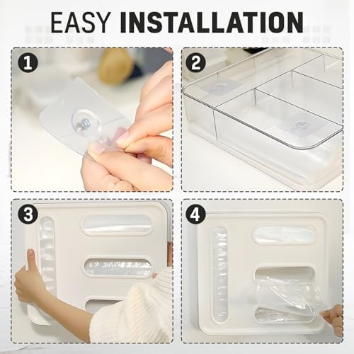 HIMUS Food Storage Bag Organizer - 4 in 1 Plastic Baggie Organizer for Drawer | Compatible with Sandwich, Snack, Gallon,