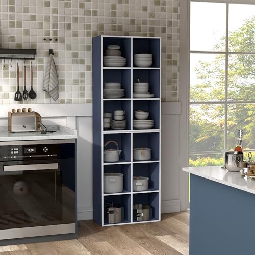 Homes: Inside + Out Apexa 6-Cube Storage Organizer Shelves, Stackable Wood Bookcase Fits Cubby Bins for Organization, Do