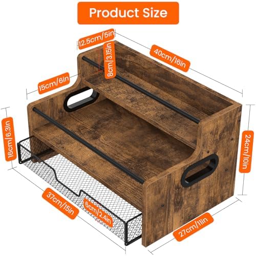 Homode Coffee Syrup Organizer Rack, 3-Tier 8 Bottles Syrup Stand