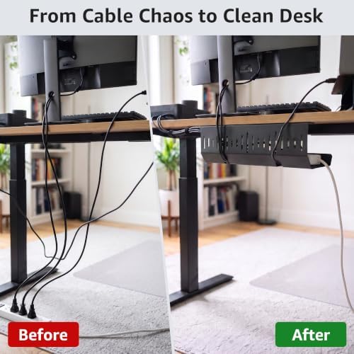 Aothia Under Desk Cable Management Tray (16.5 in, Metal, Black)