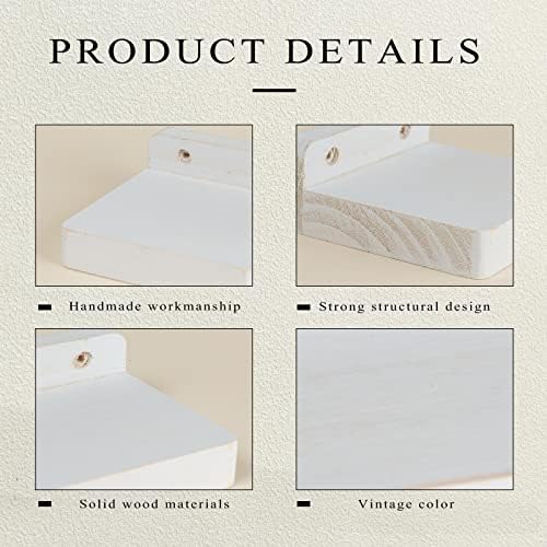 Freezing point Small Floating Shelf for Wall Set of 4 Natural Wood 4Inch Mini Wall Shelves Decor Plant Display Collectib