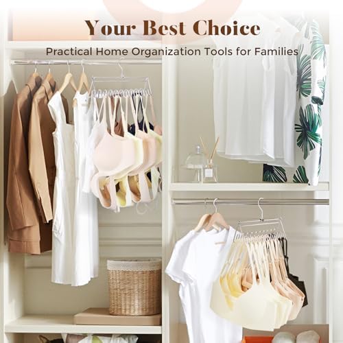 HOUSE DAY Bra Hanger Metal for Closet 2 Pack, Space-Saving Tank Top Hanger 20 Hooks Capacity Foldable for Bras, Tank Top