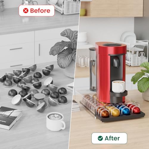 Storage Drawer for Nespresso Vertuo Coffee Pod Holder for Counter Acrylic Coffee Capsule Organizer - 40 Pods