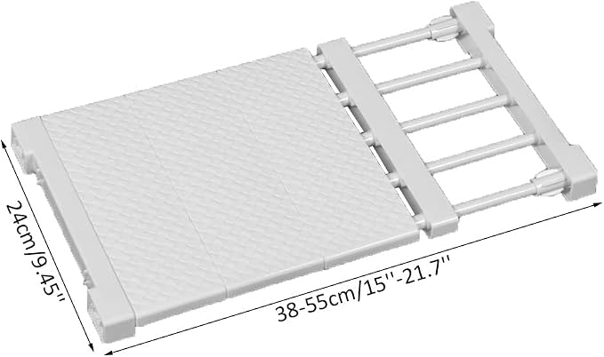 Closet Shelf Dividers Expandable Wardrobe Organizer System Tension Rod Adjustable Storage Rack Hanger Separators 9.45'' Width for Bedroom Bathroom Kitchen Bookshelf Office - White