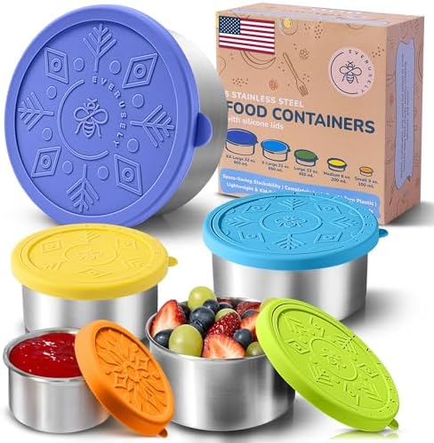 Stainless Steel Food Containers, Metal Lunch Boxes, Set of 5, Summer