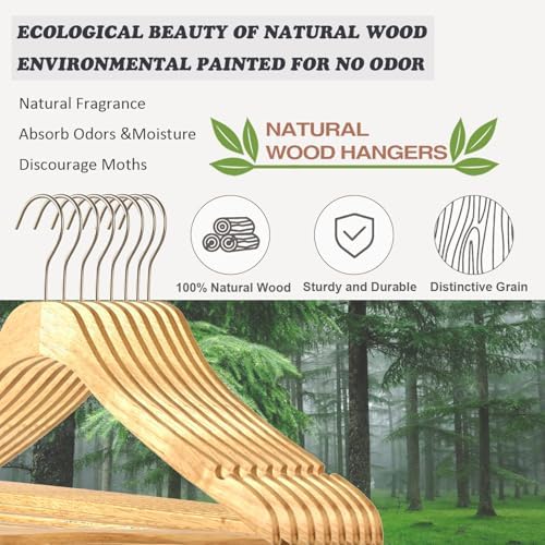 Wooden Natural Slim Solid Wood Coat Hangers,16.7inch Ultra Thin Space Saving Wooden Adult Hangers,Clothes 20 Pack Heavy 