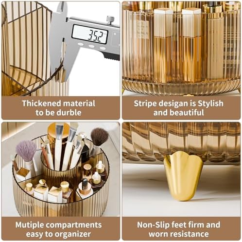 fanado 360° Rotate Makeup Brush Holder Organizer, Makeup Organizers Countertop, Makeup organization and Skincare Storage