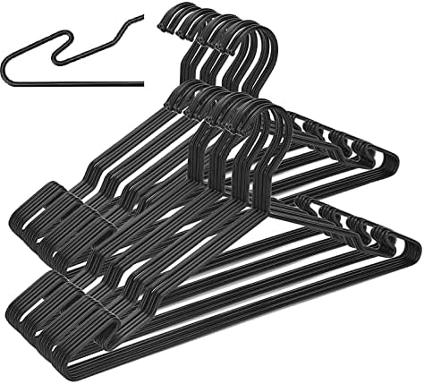 Black Metal Hangers, Heavy Duty Clothes Hangers with Non-Slip Grooves, Slim Space Saving Coat Hangers - 40 Pack Black