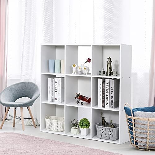 JupiterForce 9 Cube Storage Organizer, Wooden Cube Shelf W/ 5 Removable Back Panels, Customizable Cube Bookcase Bookshel