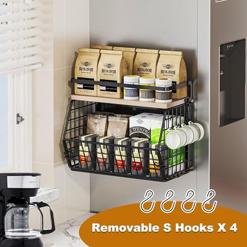 Magnetic Shelf for Fridge,Hanging Wall Basket for Potato Onion Fruit and Vegetable Storage Bins,Large Produce Container 
