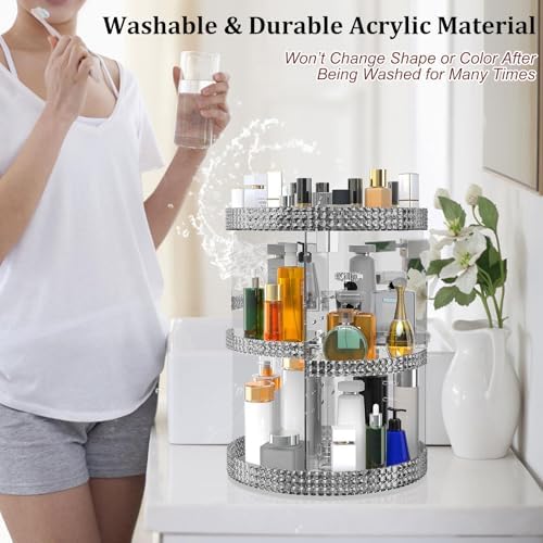 Awenia Makeup Organizer 360-Degree Rotating, Adjustable Makeup Storage, 7 Layers Large Capacity Cosmetic Storage Unit, F