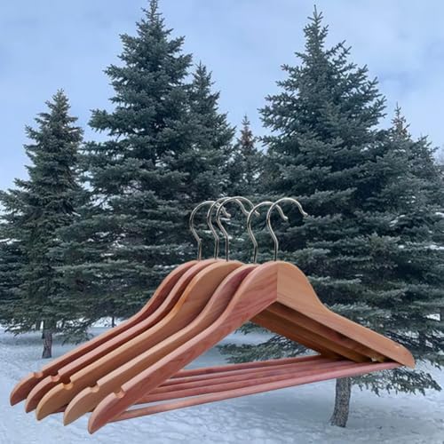 30 Pack -Natural Aromatic Cedar Wood Hangers with Shoulder Grooves, 360-Degree Flexible Hook, Solid Wooden Coat Suit, Shirt Hangers, Natural Cedar Wood Finish. (Pack of 30)