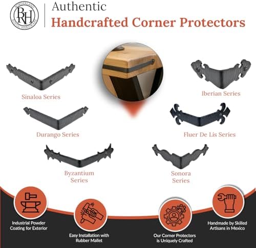 4 Pack - 3.5" Metal Corner Bracket for Furniture - Black - Handmade Decorative Corner Braces - Rustic Metal Corner Brack