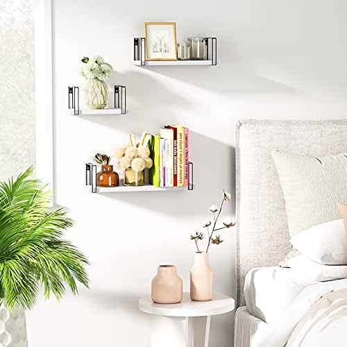 SRIWATANA Floating Shelves Set of 3, 17'' Wood Wall Shelves, White