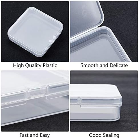 SATINIOR 24 Pcs Small Clear Plastic Container Box, 2.8 x 2.8 x 0.67 in