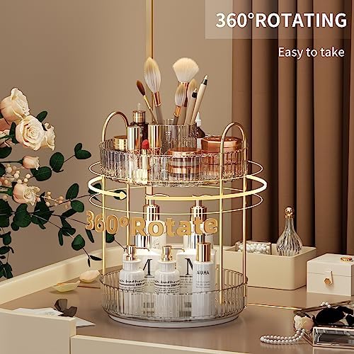 YCIA&DONE Rotating Makeup Organizer for Vanity, Large Capacity Make Up Storage Skin care Shelf Perfume Holders Cosmetic 