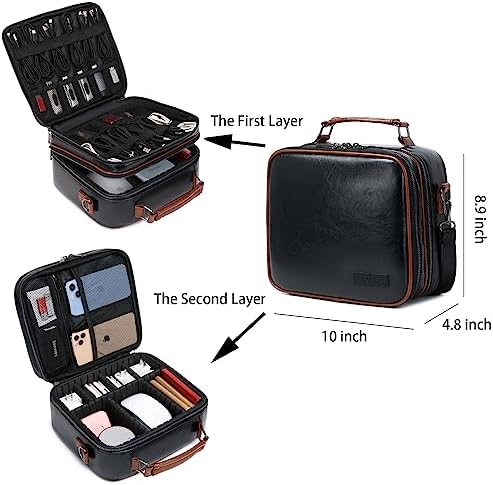 KYALOU Electronics Travel Organizer, Large Electronic Accessories Cable Case with Adjustable Dividers, Waterproof Tech S