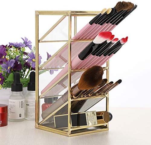 Hipiwe Gold Makeup Brush Holder - 4 Slots Glass Pen Pencil Organizer
