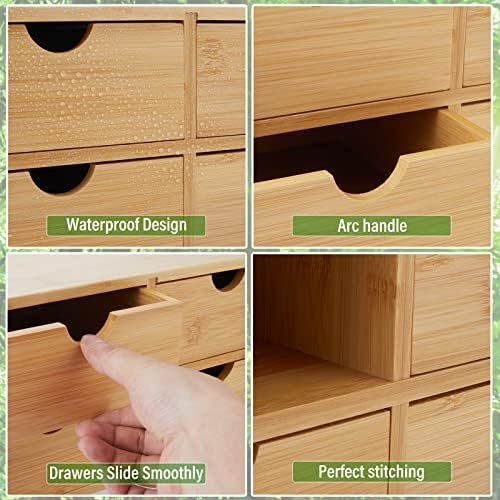 Charmewooden Bamboo Desk Organizer With Drawers Countertop Drawers Counter Storage Box Corner Desk Organizer for Home Office No Assembly Required