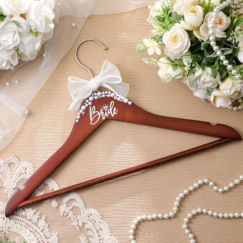 Yuntau Bride Hanger for Wedding Dress Wooden Mrs Hanger,Walnut,Bride