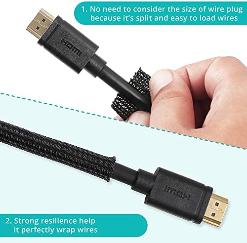 ZhiYo Cable Sleeve, 20ft, 1/4 inch, Black