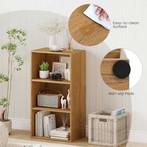 Giantex 3 Shelf Bookcase, Modern Bookshelf Cube Storage Organizer, Open Storage Cabinet Multi-Functional Home Office Bed
