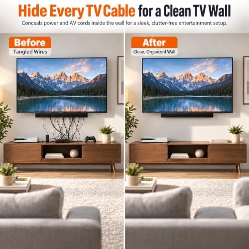 in Wall Cable Management Kit, Holds 2-6 Cables by Cable Thickness