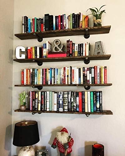 Industrial Black Iron Pipe Shelf Brackets 10 Inch Clothing Rack Set of 6,Heavy Duty Industrial Pipe Decor Floating Shelf