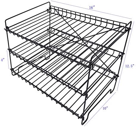 FixtureDisplays 16" x 12.5" x 10" Wire Rack for Countertop Use with 3 Open Shelves, Black 10085-NEW