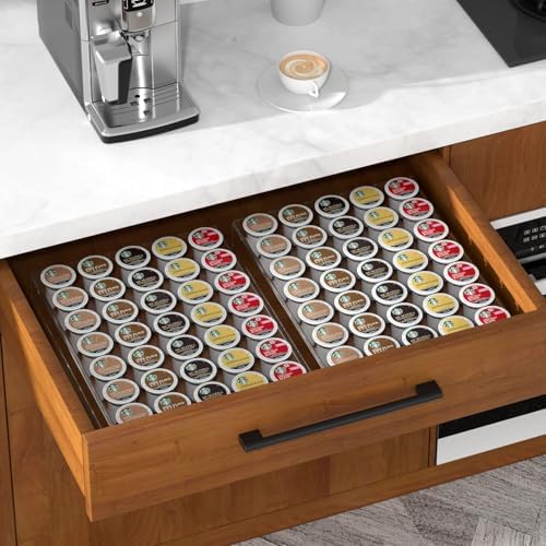 AITEE Acrylic K Cup Drawer Organizer Tray Pod Holder for 35 Coffee Capsules