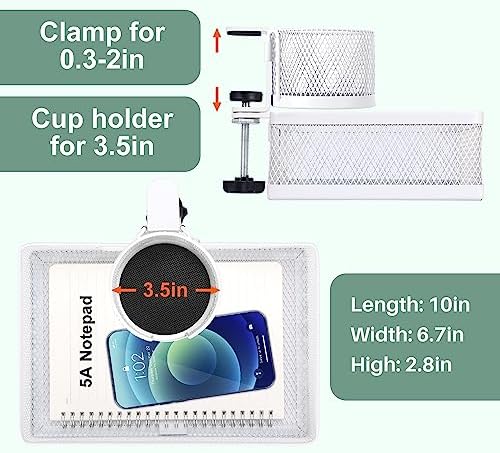 ROSYLINE Rotary Under Desk Storage Organizer with Cup Holder & Drawer Tray