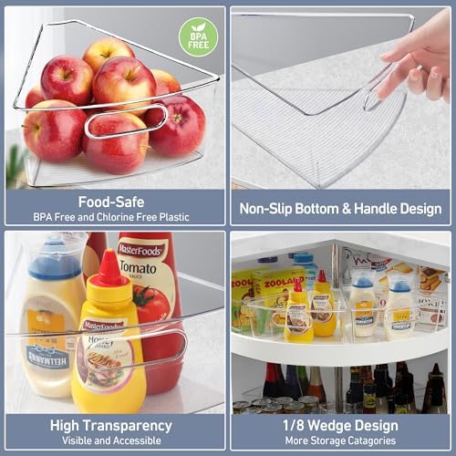 Leeden Lazy Susan Cabinet Organizer, 1/8 Wedge Bins for 26in, 6 Pack