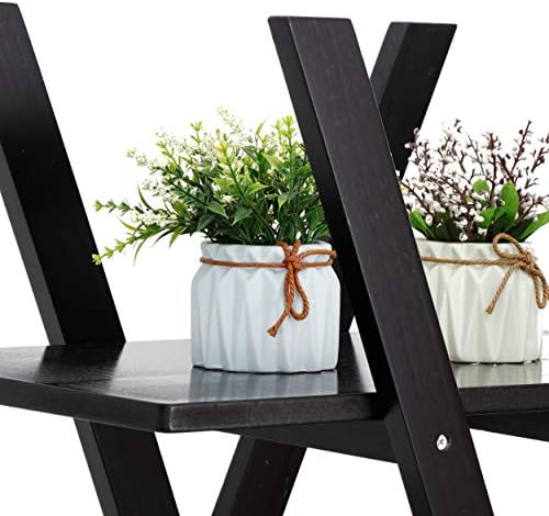Nouva 4 Tier Ladder Bookshelf Storage Shelves, A Frame Wooden Ladder Open Display Shelves Floor Shlef Storage Furniture 