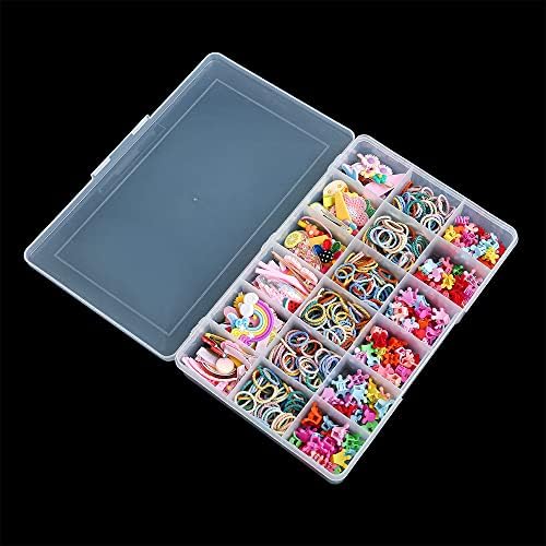 2 Pack Fixed 18 Grids Clear Plastic Compartment Container Case, Transparent Organizer Storage Divider Box with Lid for B
