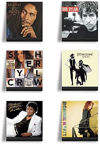 Ilyapa Vinyl Wall Mount Floating Record Shelves- 6 Pack, Black Wood