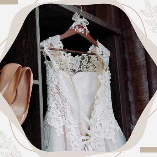 Yuntau Bride Hanger for Wedding Dress Wooden Mrs Hanger,Walnut,Bride