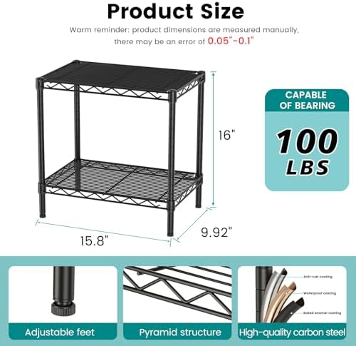 SINGAYE Bookshelf Shelves Bookcase Shelf 2 Tier Wire Shelving Adjustable