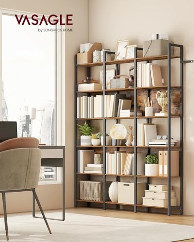 VASAGLE 6-Tier Bookshelf, Large Display Shelves, 9.4 x 50.4 x 73.7 inches