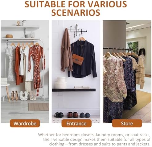 SUPER DEAL Wooden Hangers 50 Pack, Coat Hangers with Shoulder Notches 360 Swivel Chrome Hook Smooth Finish Non-Slip for Strap, Dress, Shirt, Pant, Jacket, Natural