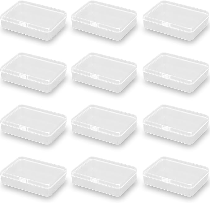 Rectangular Clear Plastic Organizer Storage Box Containers (4.45 x 3.31 x 1.14 inch), Small Plastic Containers Pack of 12