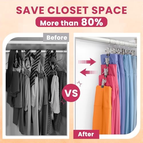 30 Pack Pants Hangers with Clips,Legging & Jean Hangers for Closet Hanging