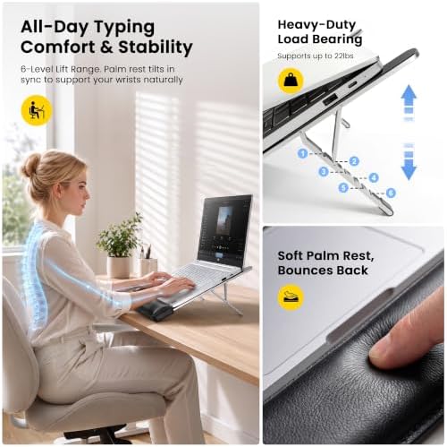Laptop Stand for Desk, Adjustable Laptop Riser with Wrist Rest