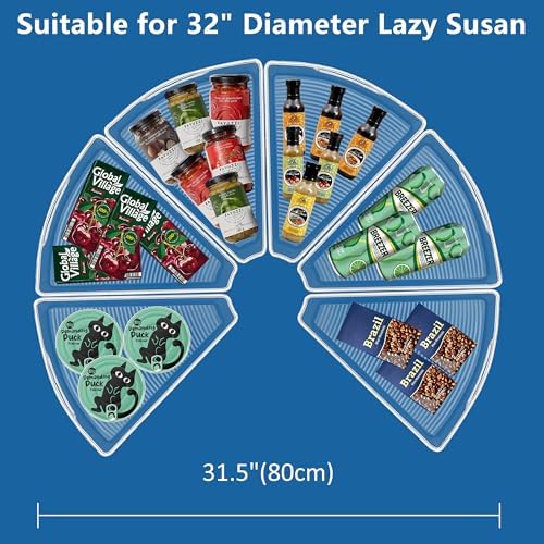 JOWBOOW Lazy Susan Organizer Bins for 32"-33" Diameter Corner Cabinet Lazy Susan, 6 Pack, Clear Plastic Cabinet and Pant